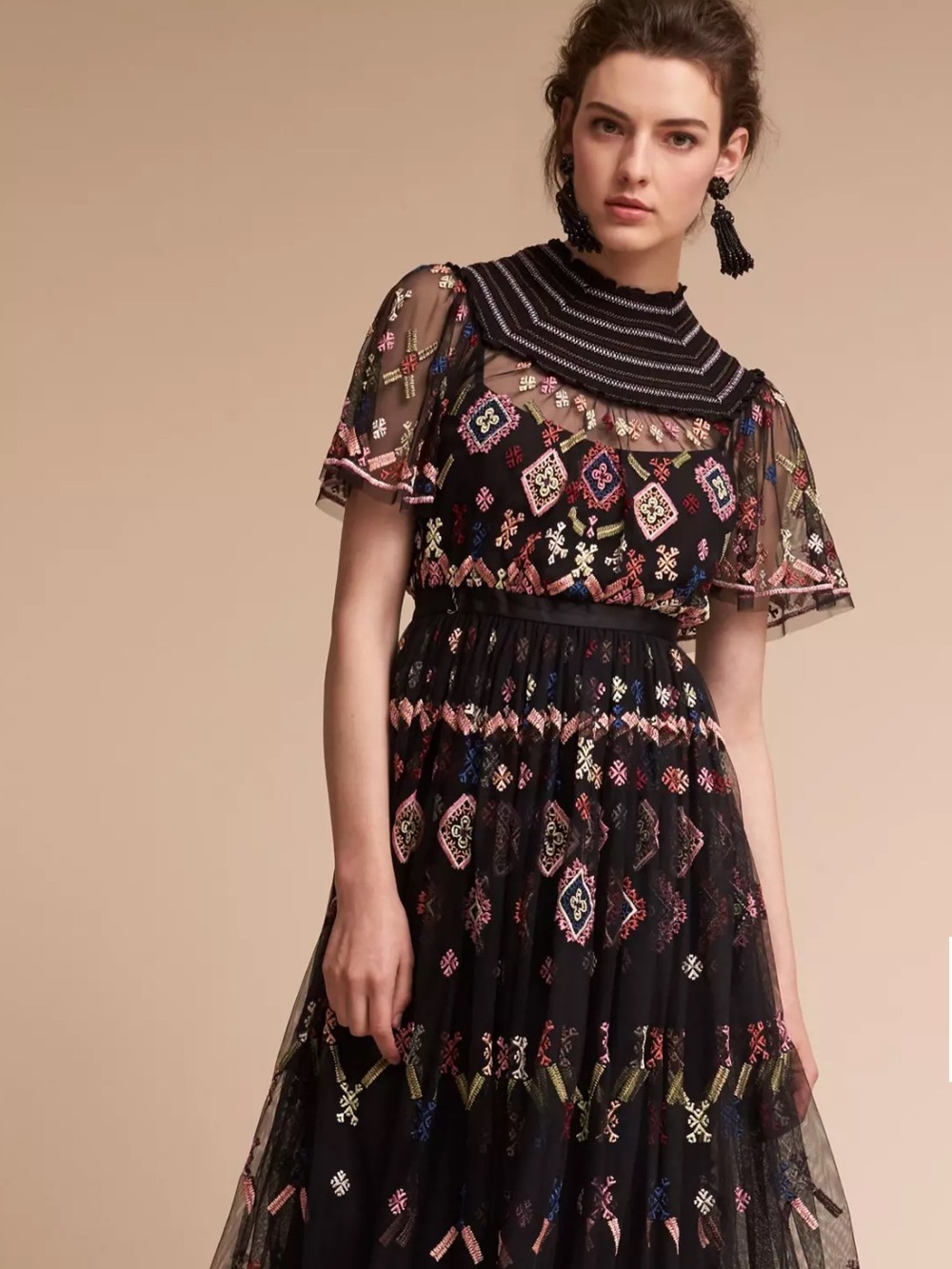 Anthropologie Florentine Embroidered Geo Dress | Size 6